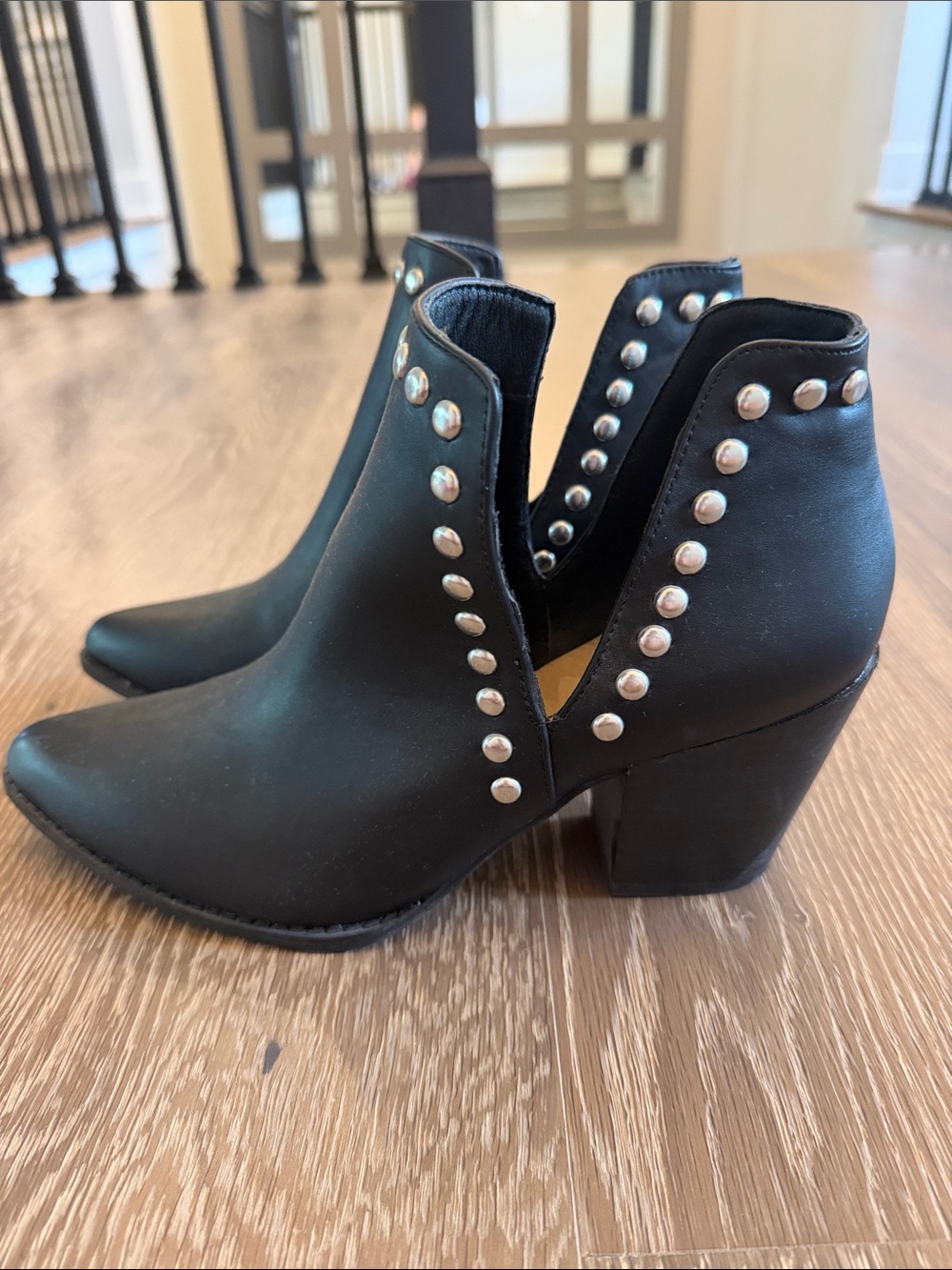 Vici Black Studded Cutout Ankle Booties